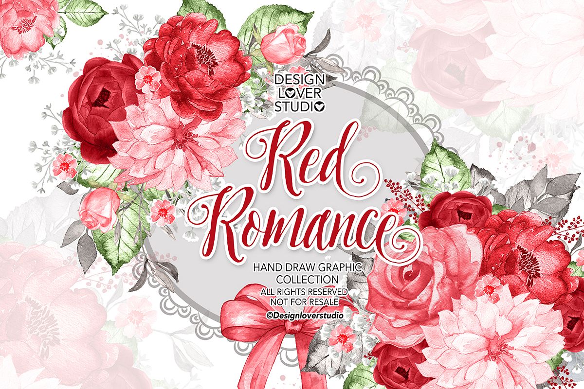 Watercolor RED ROMANCE design example image 1