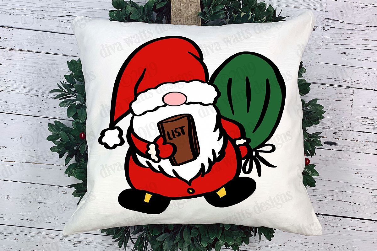 Santa Claus Christmas Gnome Cutting File with List example image 1