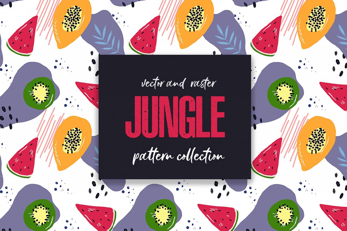 Download Seamless Patterns Jungle Fruits Collection Vector Tropical