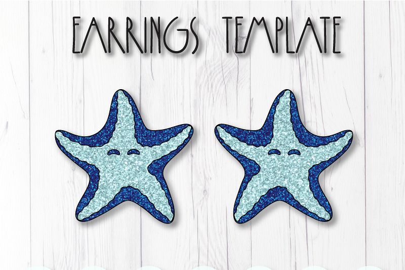 Sea star earrings template SVG, DIY earrings template example image 1