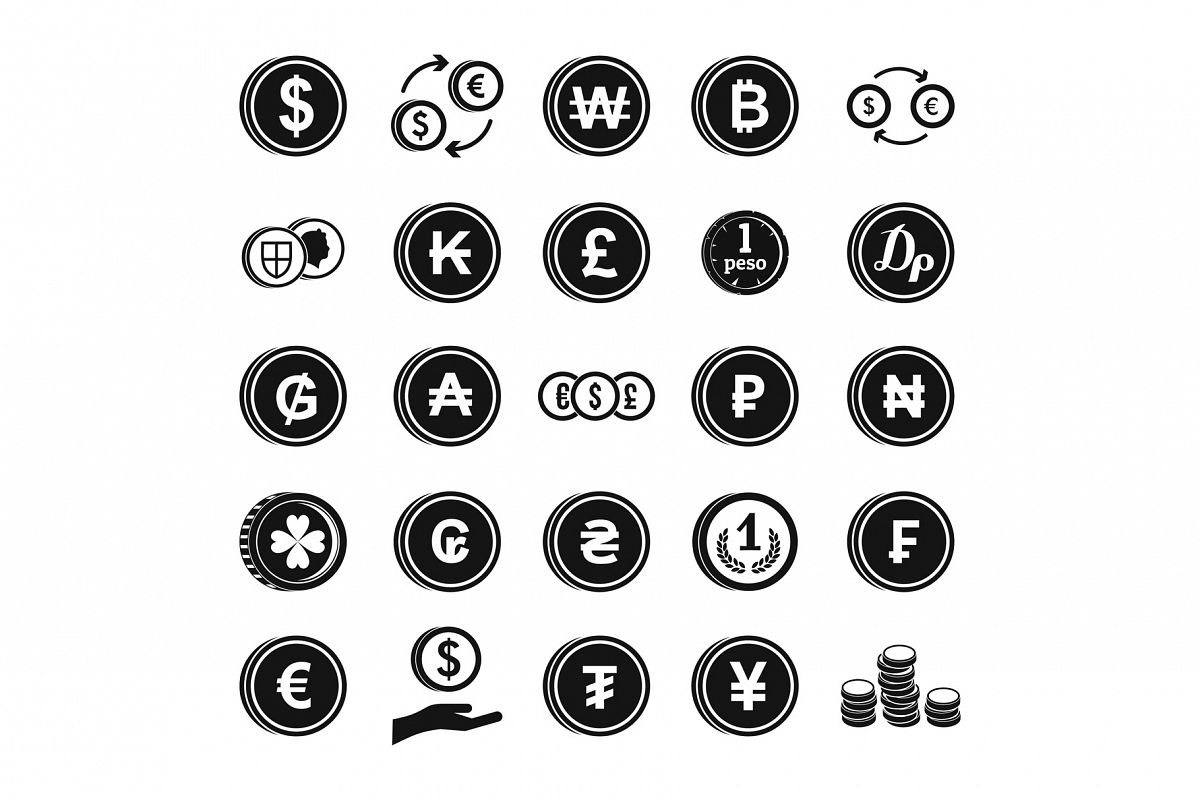 Coin icon set, simple style example image 1