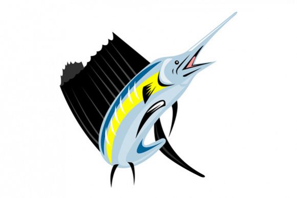Sailfish Fish Jumping Retro example image 1