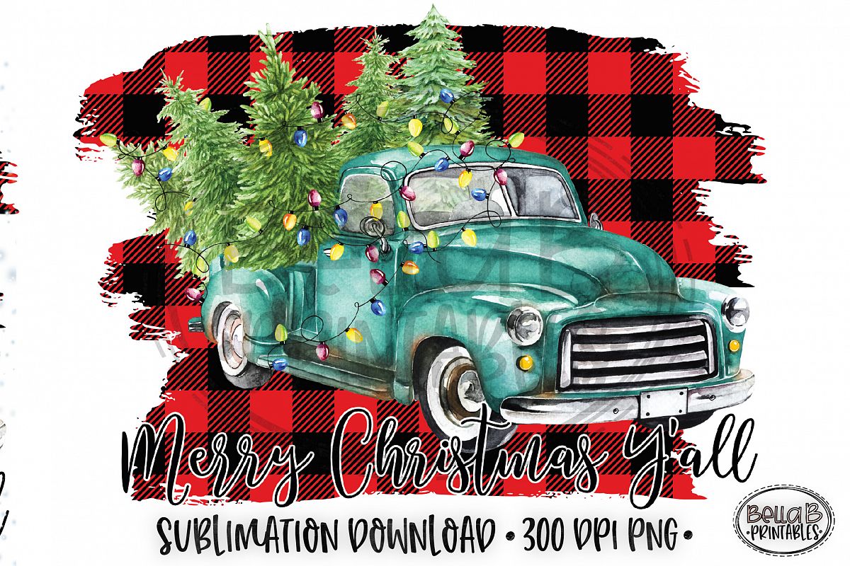 Christmas Sublimation Design, Christmas Truck Sublimation example image 1