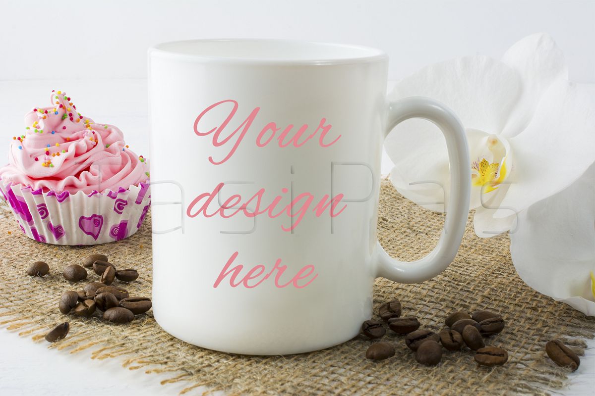 Coffee mug mockup with muffin example image 1