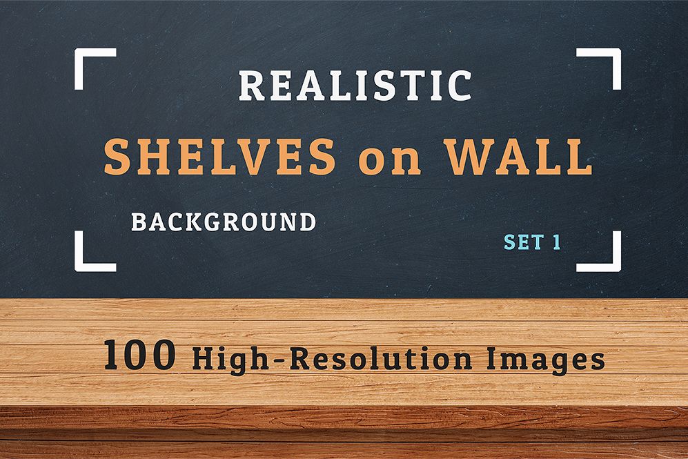 100 Realistic Shelves on Wall. Set 1 example image 1
