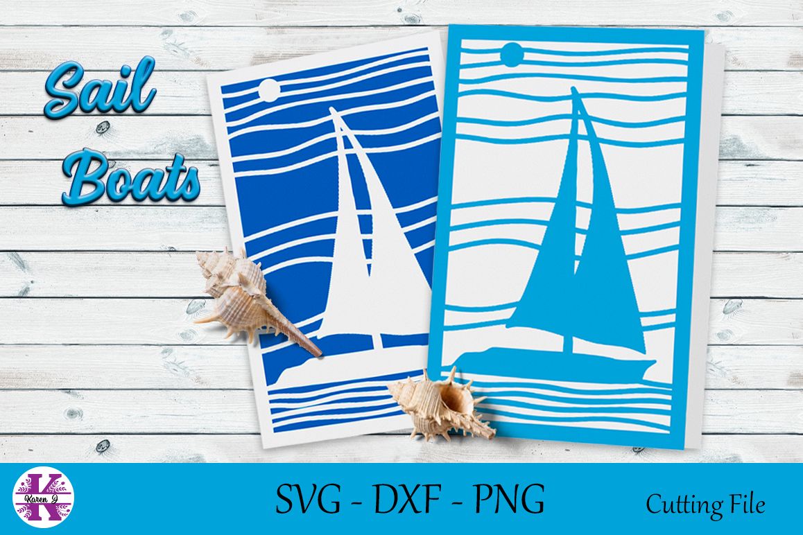 Sail Boat Cut File-SVG DXF PNG-For Crafters example image 1