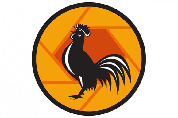 Rooster Crowing Shutter Circle Retro example image 1