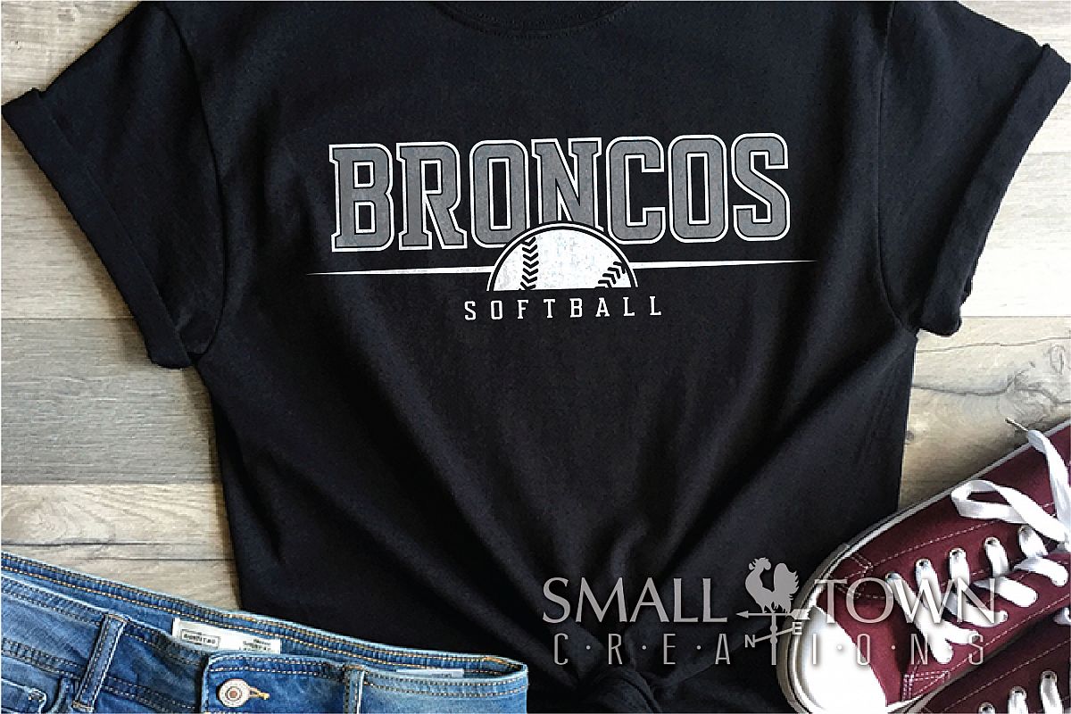 Bronco Softball, Logo, Team, Sports, PRINT, CUT & DESIGN example image 1