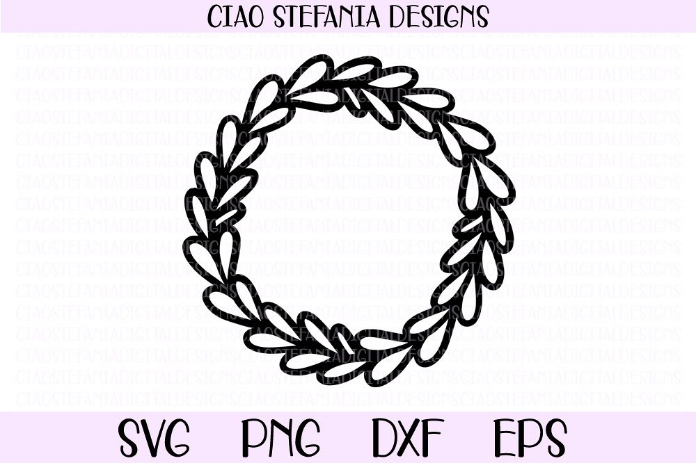 Leaves Wreath Laurel Frame SVG PNG DXF EPS Cut File example image 1