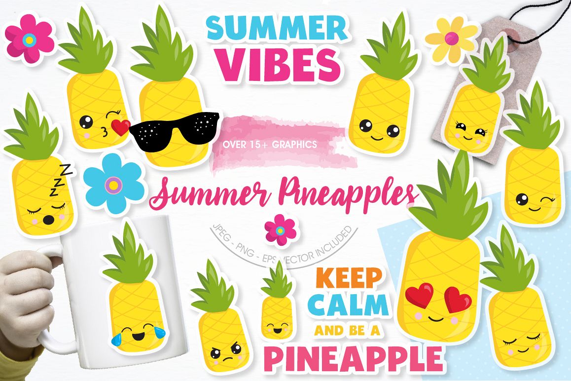 Summer Pineapples graphics and illustrations example image 1