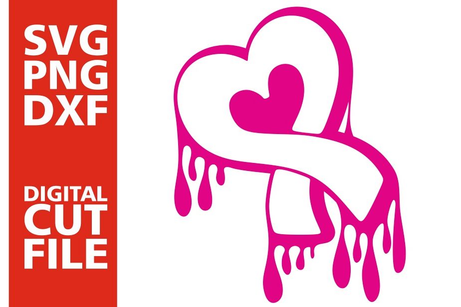 Dripping Heart svg, Breast cancer, cancer ribbon svg,Survive