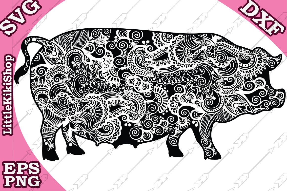 Zentangle Pig Svg,Mandala Pig Svg,Farm animal Svg,Pig Svg