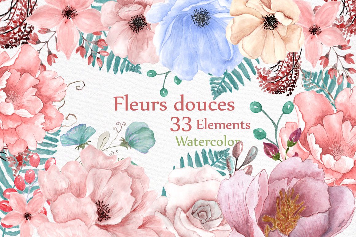 Watercolor wedding flowers example image 1