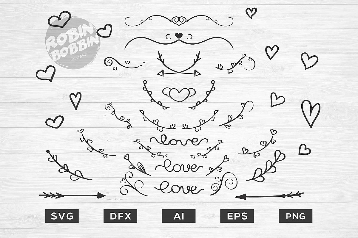 Download 32 Text Dividers SVG, Text Ornaments SVG, Love Borders SVG