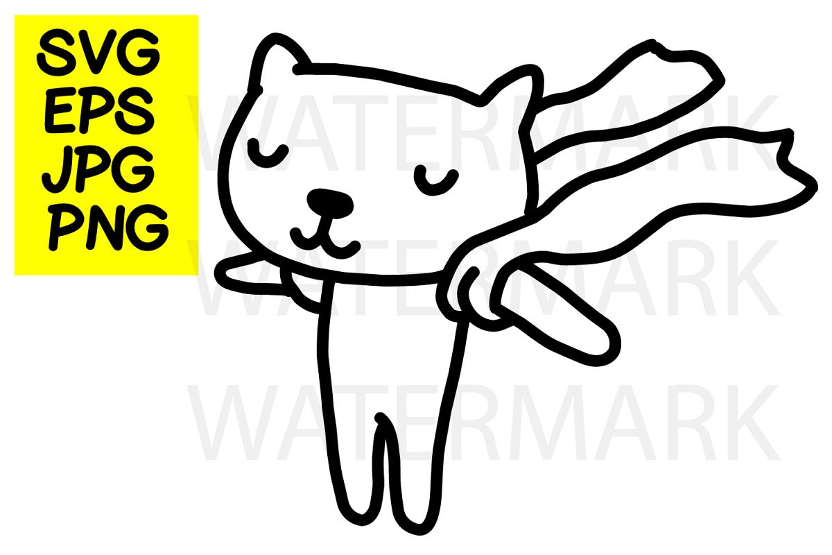 Cat in the Wind-SVG-EPS-JPG-PNG example image 1