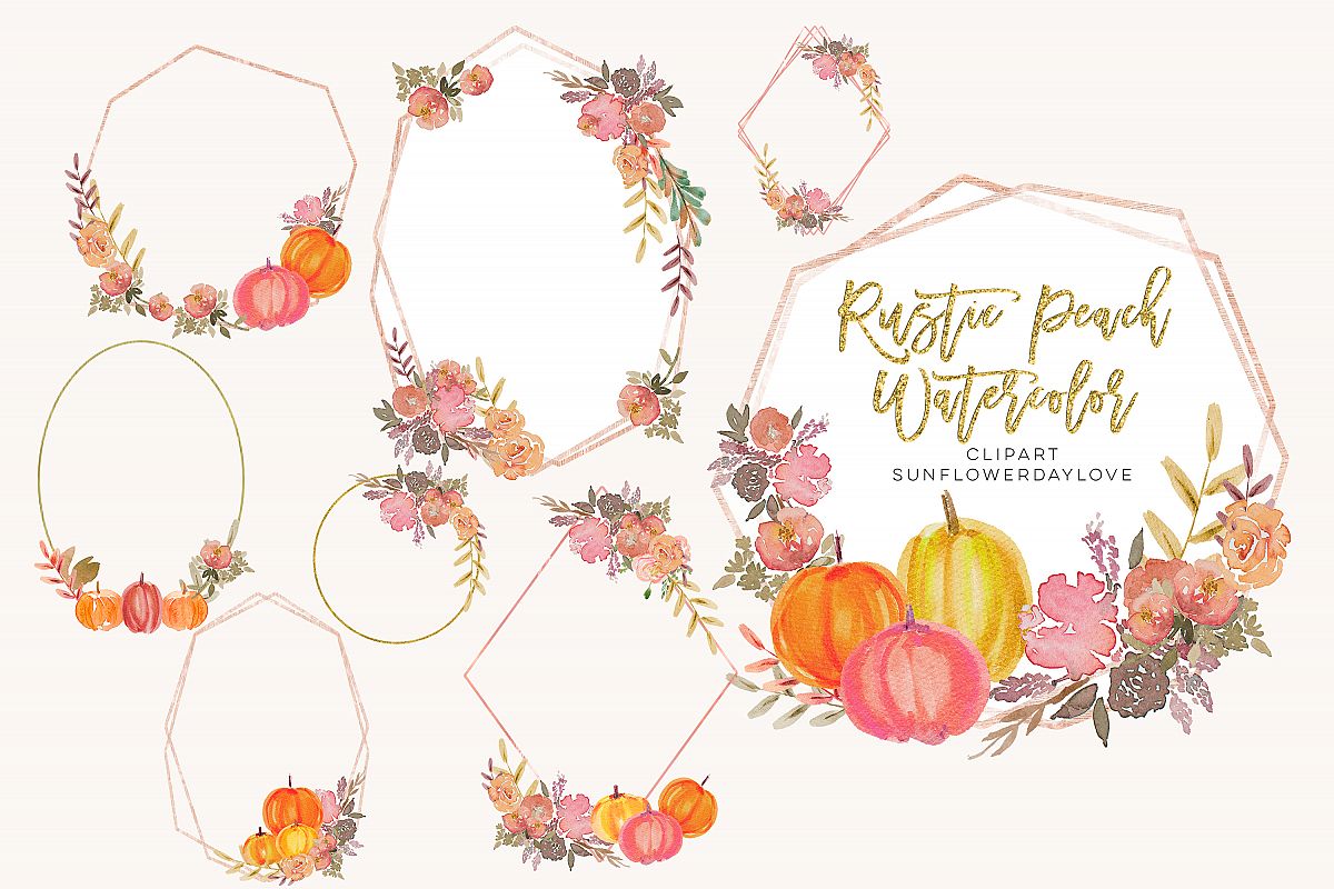 Rustic Watercolor Pumpkins, Neutral Pumpkins orange pumpkin example image 1