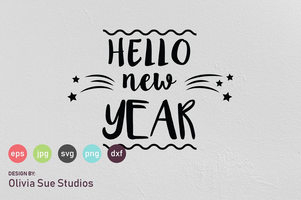Hello New Year Fireworks SVG Cut File example image 1