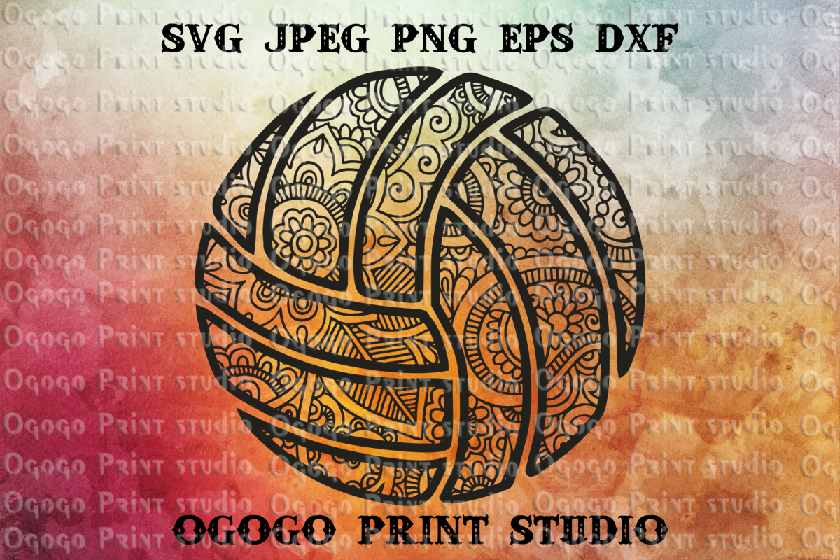 Volleyball Svg, Mandala svg, Zentangle SVG, Sport Svg example image 1