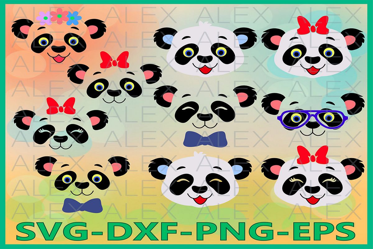 Panda Face Svg, Girls Face svg, Panda with a bow, Animal png example image 1