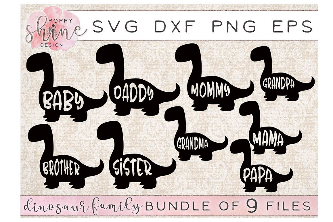 Download Dinosaur Family Bundle of 9 SVG PNG EPS DXF Cutting Files ...