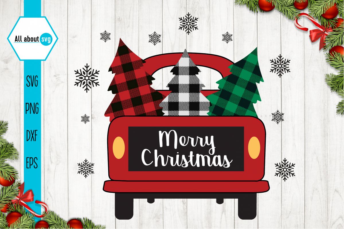 Merry Christmas Truck Buffalo Plaid Svg 410201 Svgs Design Bundles