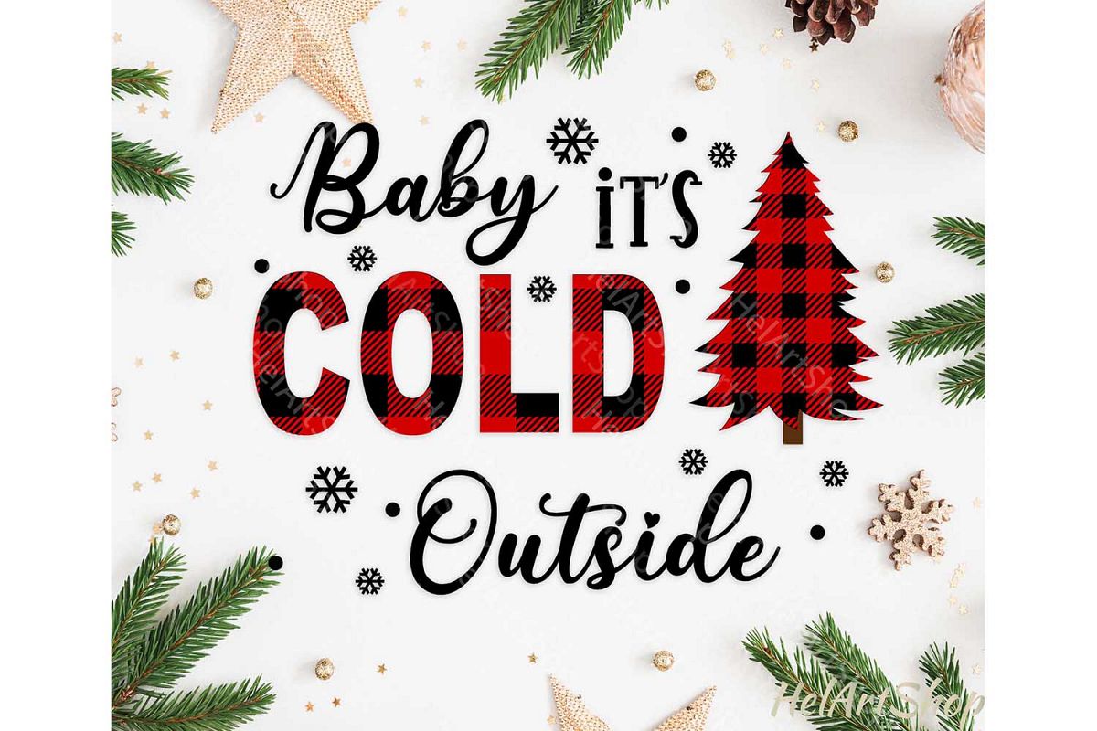 Baby It's cold Outside Svg, Buffalo plaid svg, Joy Plaid svg example image 1