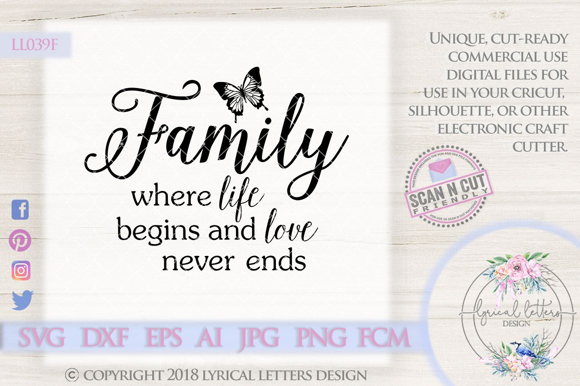 Family Where Life Begins & Love Never End SVG LL039F example image 1