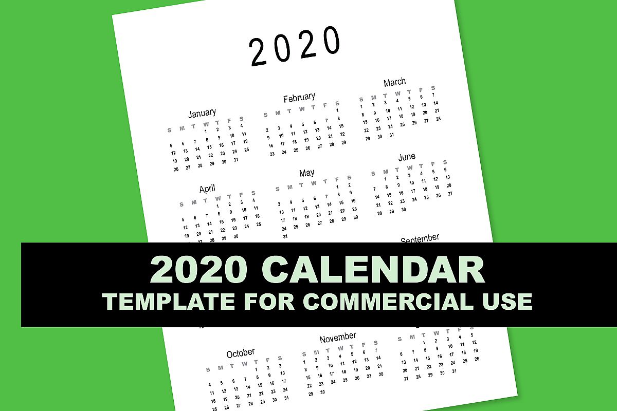 2020 Calendar Template for Commercial Use - PSD, EPS, PDF example image 1