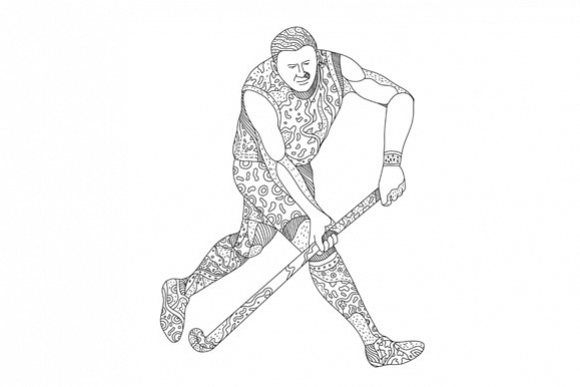 Field Hockey Player Doodle example image 1