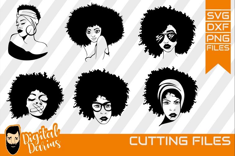 Download 6x Afro Woman Bundle SVG, Afro Lady svg, file, Natural Hair