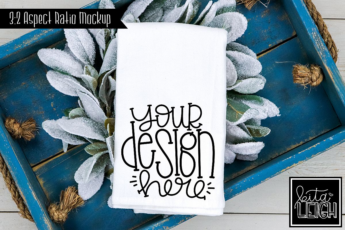 Flour Sack Tea Towel Snowy Christmas Mockup example image 1