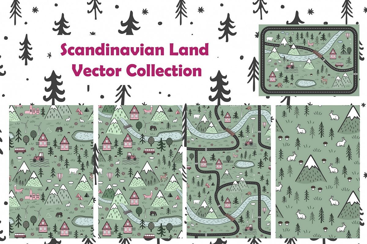 Scandinavian Land. Vector Collection example image 1