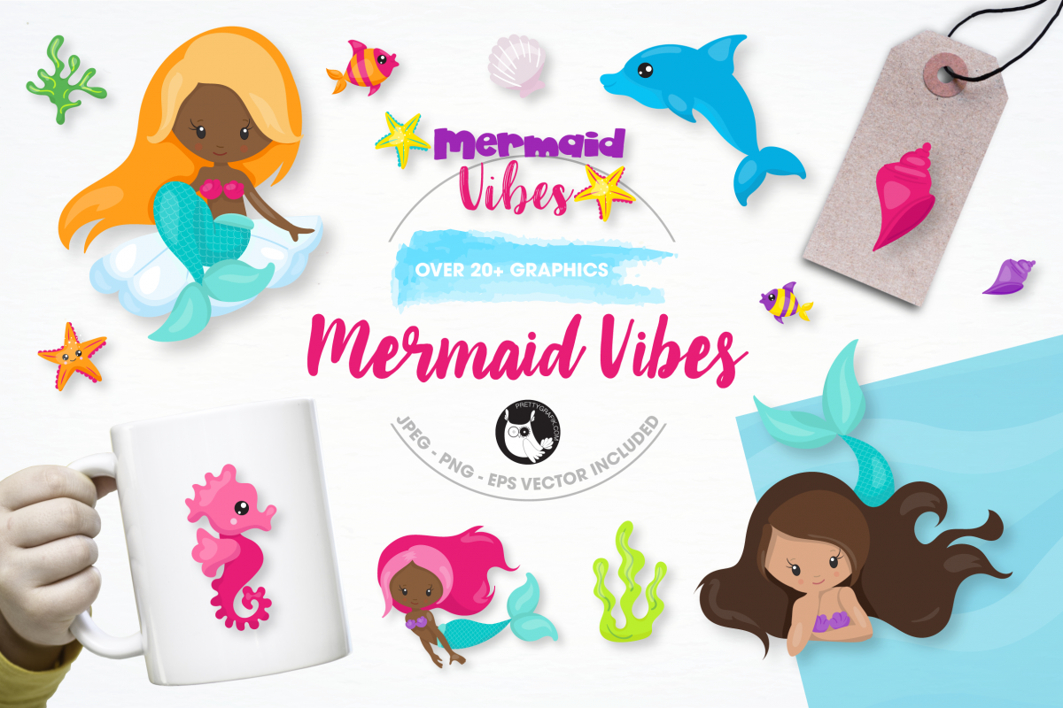 mermaid vibes graphics and illustrations example image 1