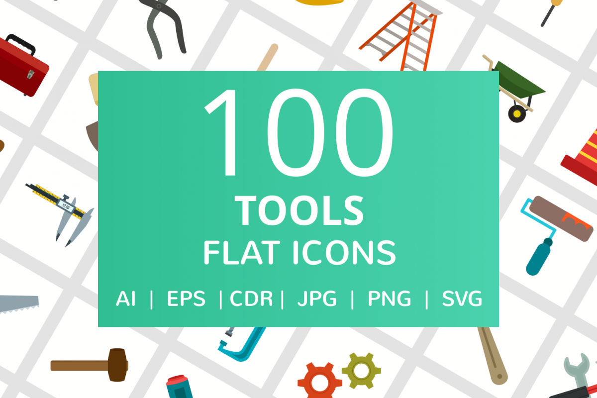 100 Tools Flat Icons example image 1