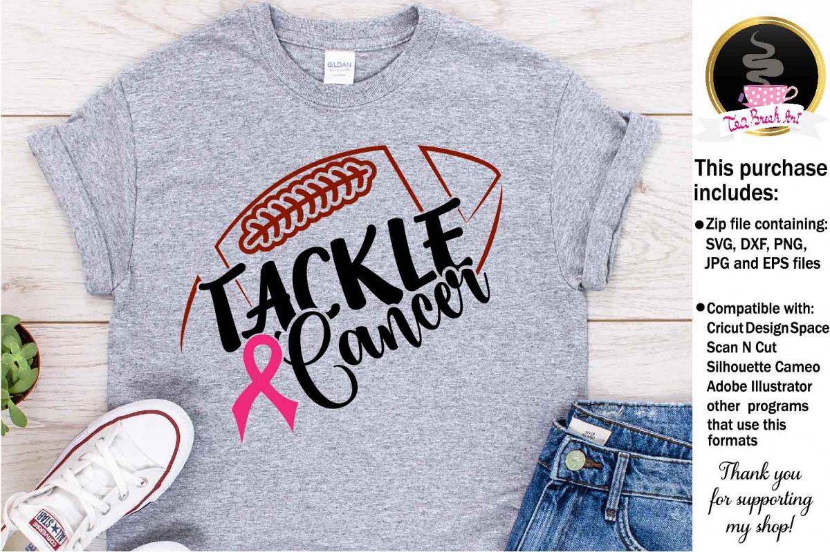 Tackle Cancer Breast Cancer Awareness Cutting Files 1068 example image 1