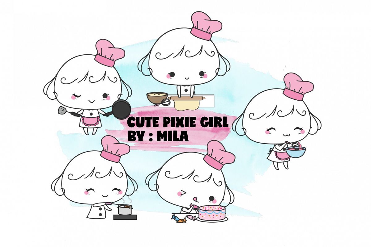 KAWAII GIRL CLIPART BUNDLE PNG example image 1