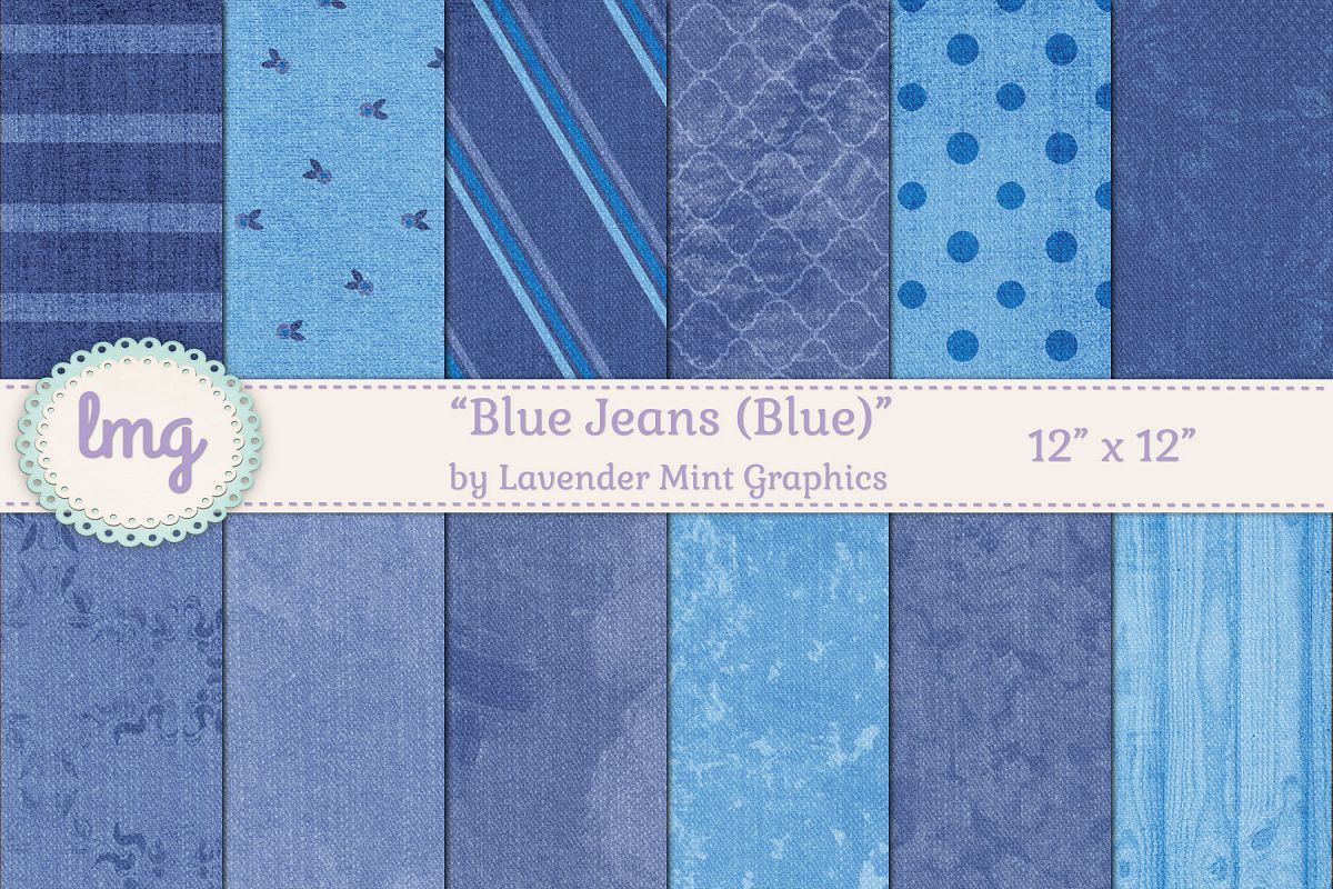 Blue Jeans Digital Scrapbooking Papers example image 1
