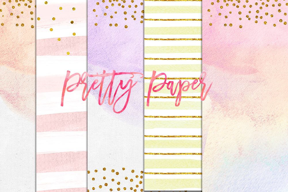digital download watercolor paper, confetti gold pastel paper, party rainbow watercolor pink digital paper pack, peach, pretty pastel example image 1