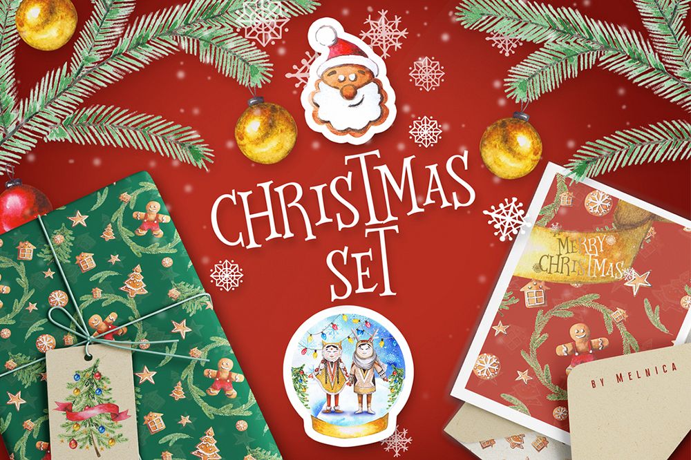 Christmas Watercolor Set example image 1