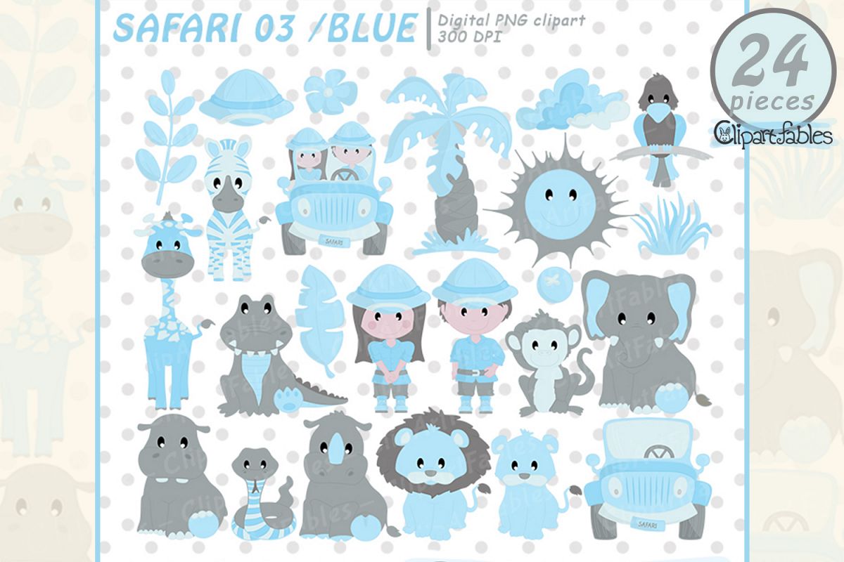 Blue safari clipart, Baby boy shower party for Baby Boys example image 1