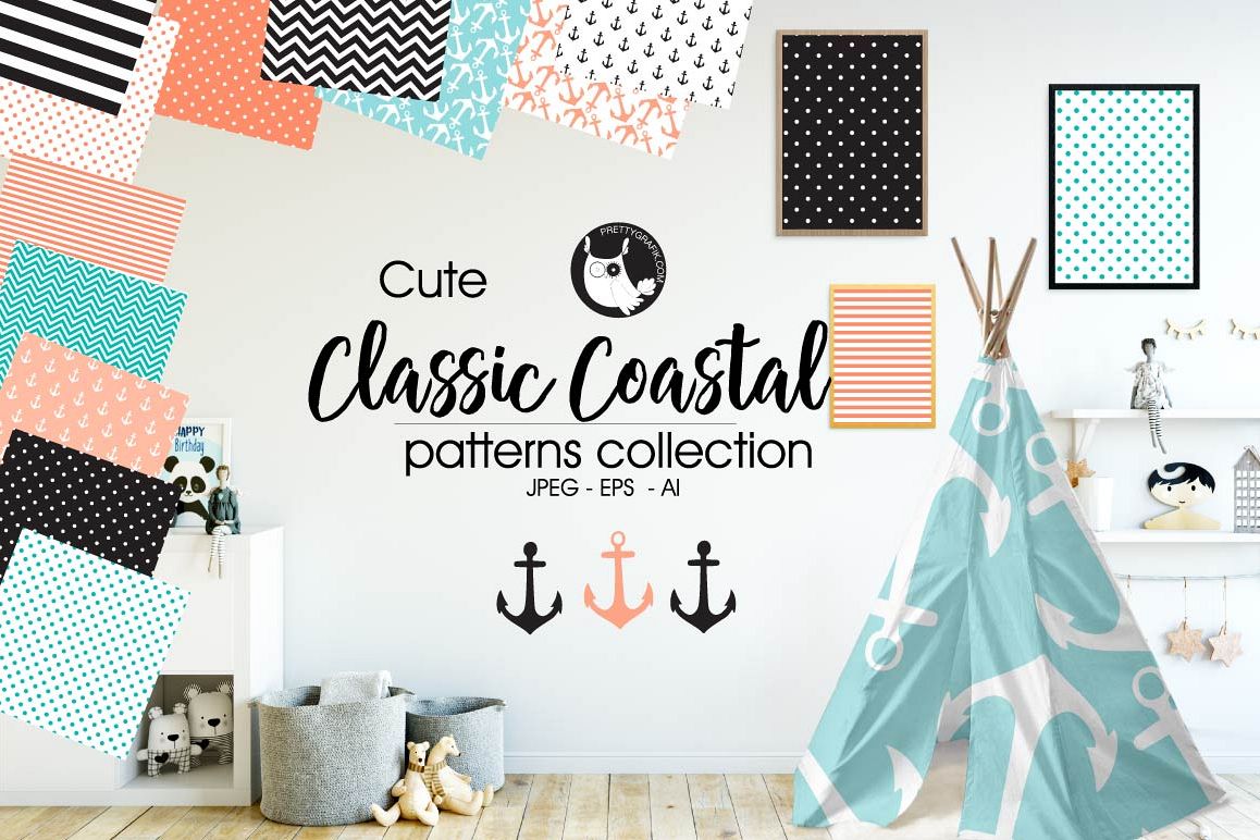 Classic coastal, digital papers example image 1