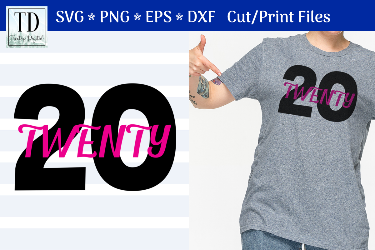 2020, A 20 Twenty New Year SVG Cut or Print File example image 1