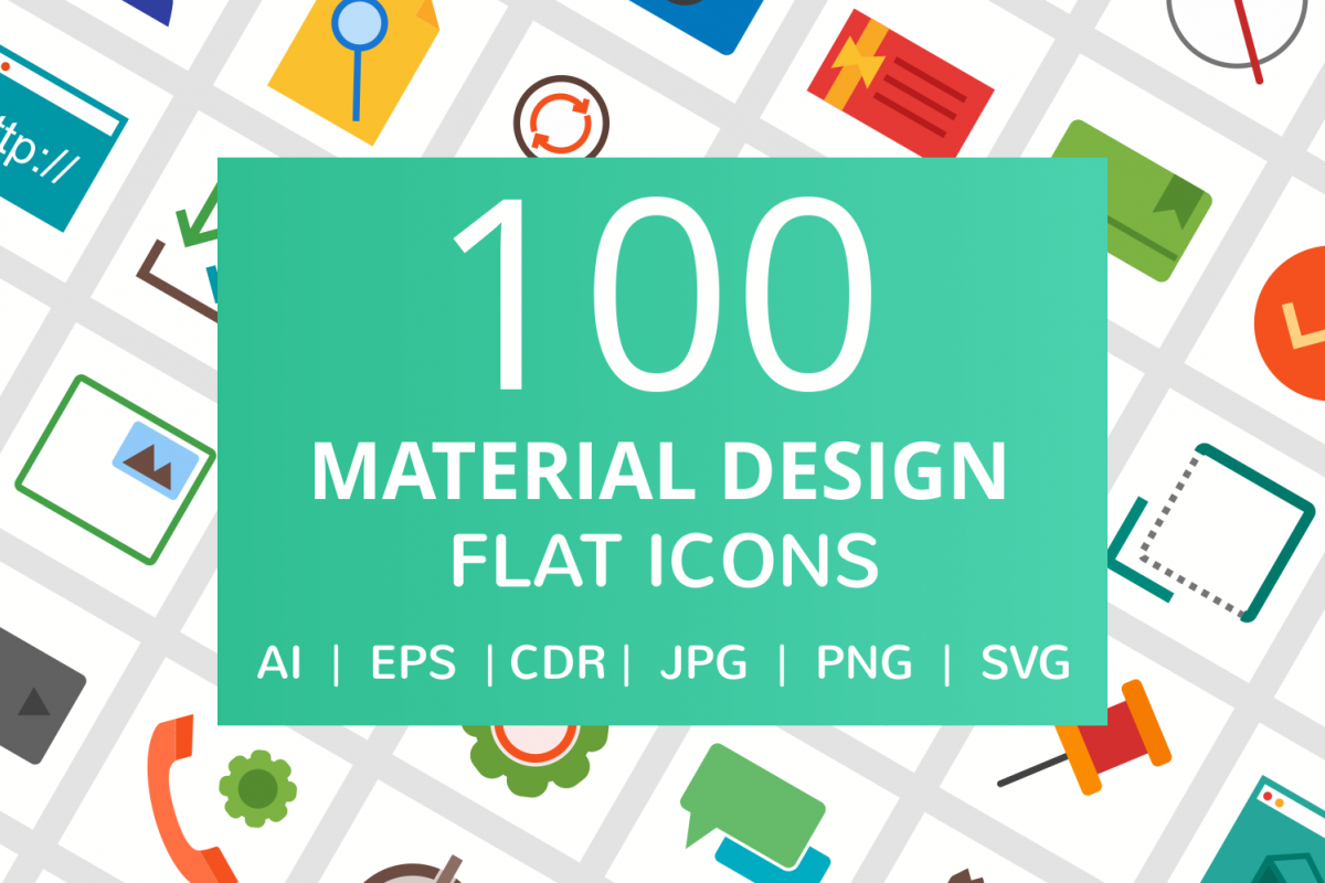 100 Material Design Flat Icons example image 1