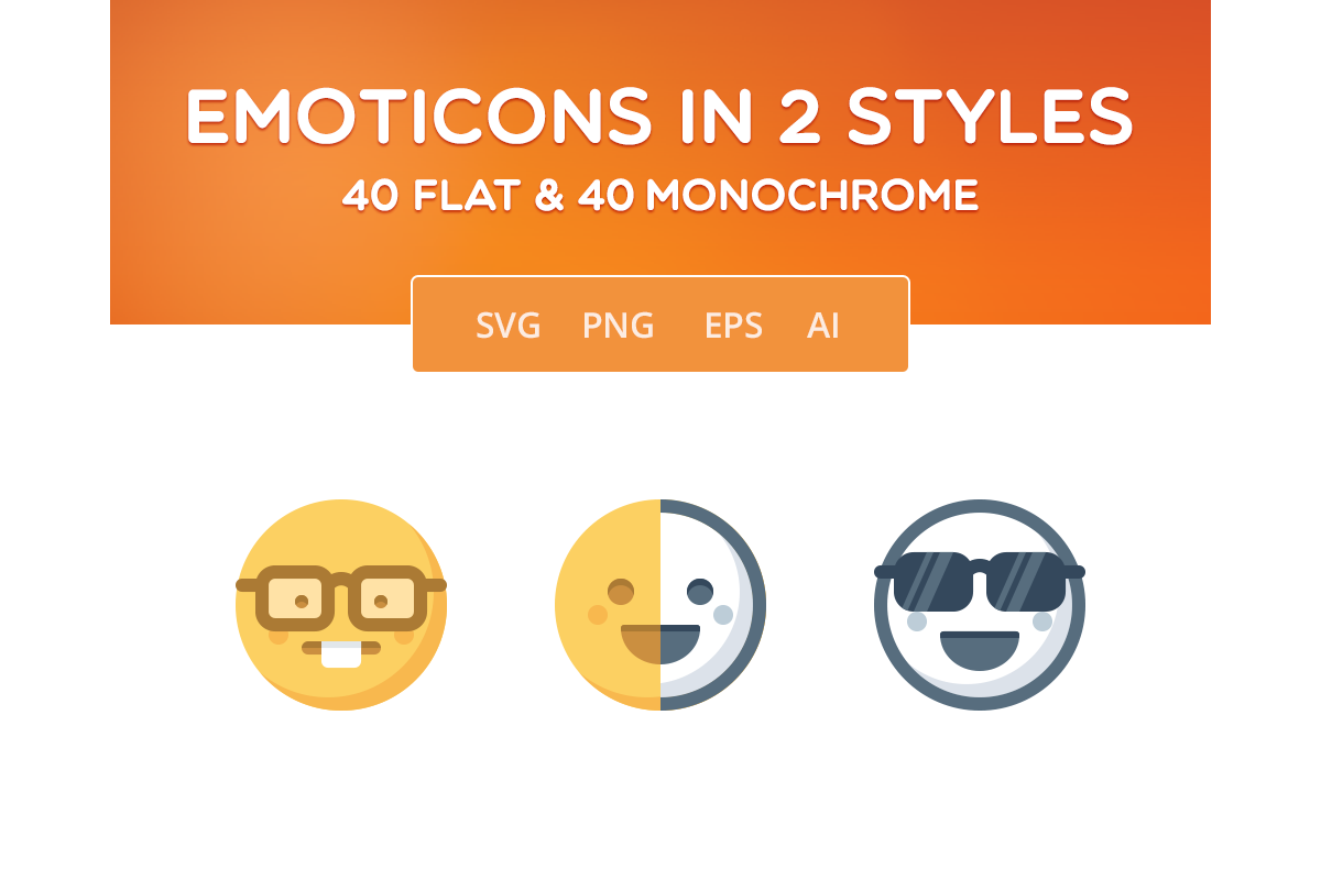 Simple Emoticons in 2 styles example image 1