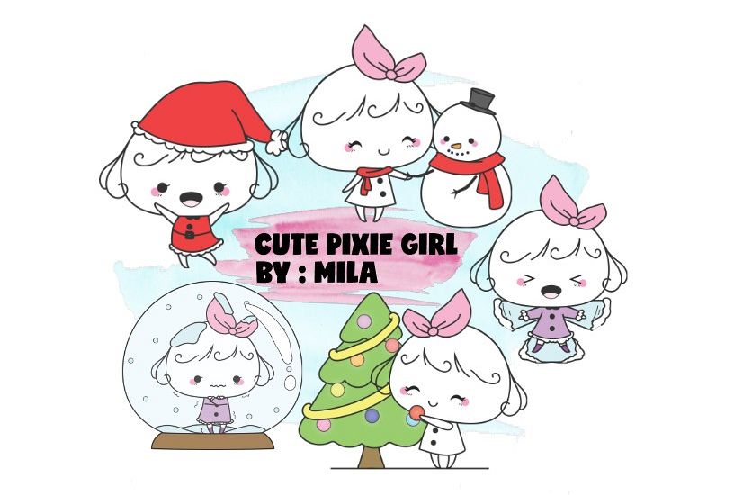 KAWAII GIRL CLIPART BUNDLE PNG example image 1