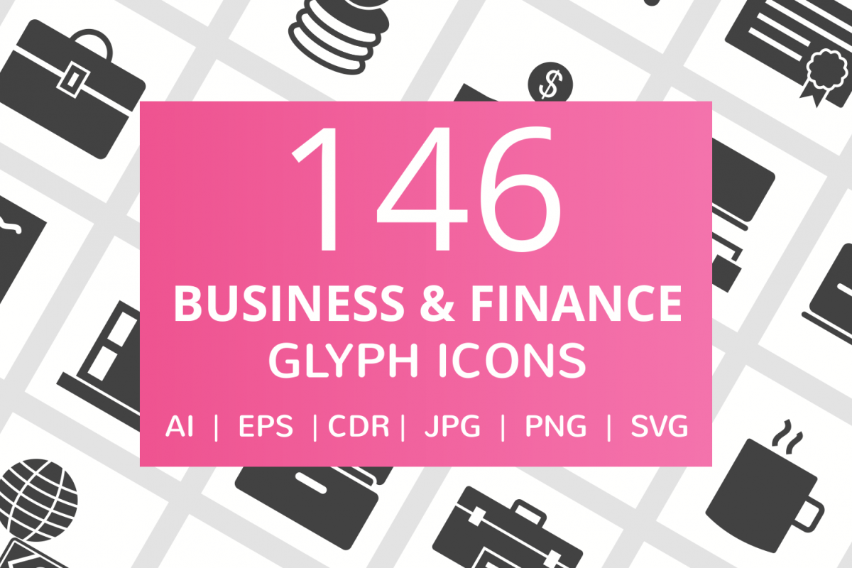 146 Business & FInance Glyph Icons example image 1