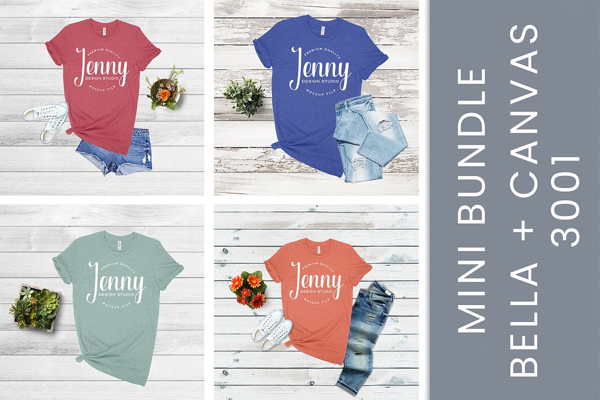 Bella Canvas 3001 Mockup Bundle, Knotted Tshirt Mockup example image 1