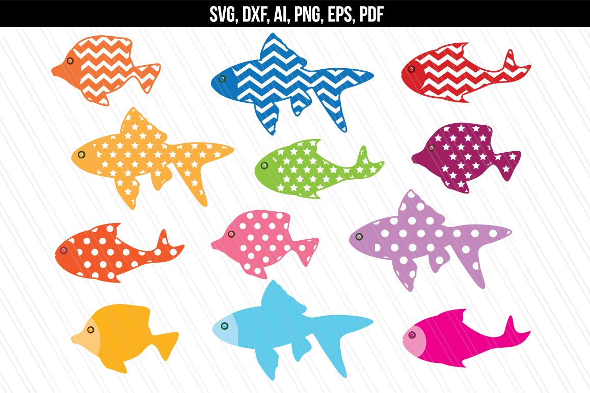 Fish svg dxf cutting files