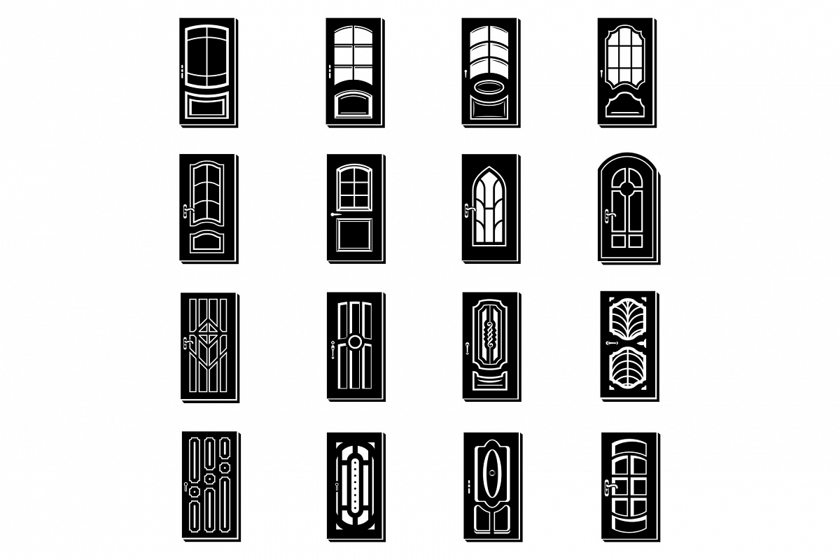 Door icons set, simple style example image 1