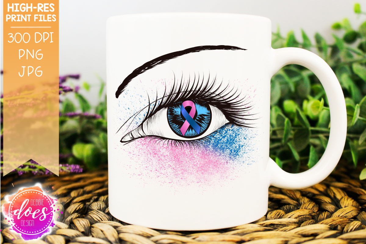 Pink & Blue Awareness Ribbon Eye - Printable Design example image 1